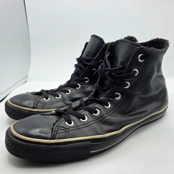 Converse All Star Leather Hi Top Mens Size 11 Black Casual Sneakers Athletic - Picture 3 of 15